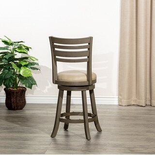 24" Counter Height Slat Back Swivel Stool Round Rolling Stool with Foot ...